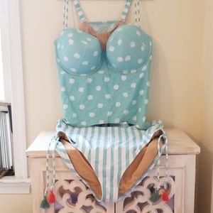 Plus size underwire tankini 46DD, tiffany blue